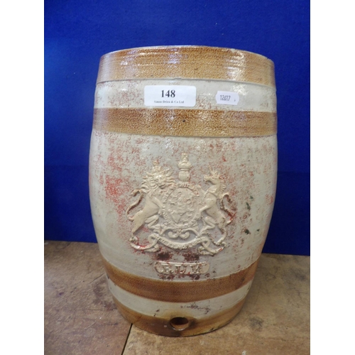 148 - A nineteenth century salt glazed stone ware rum cask