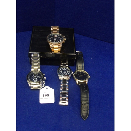 198 - Four gentlemen's wrist watches by Tag Heuer, Boss and other makers