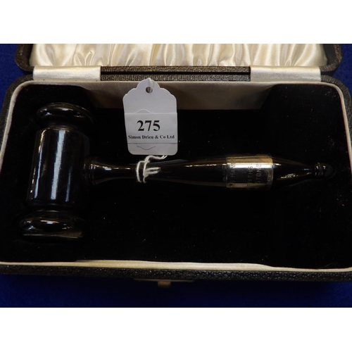 275 - A vintage commemorative gavel in fitted case