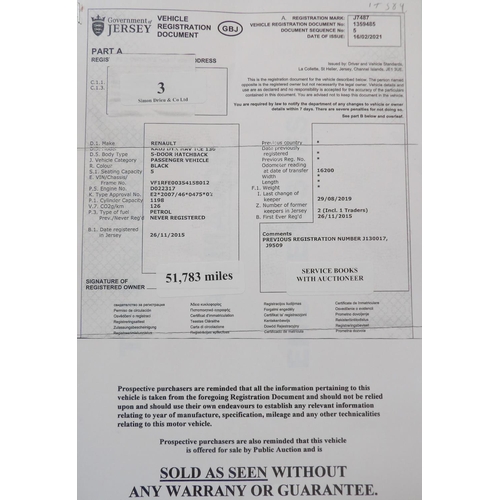 3 - J7487 - A four digit registration mark assigned to a 2015 Renault Kadjar Dynamique TCE 1.2 SUV, odom... 