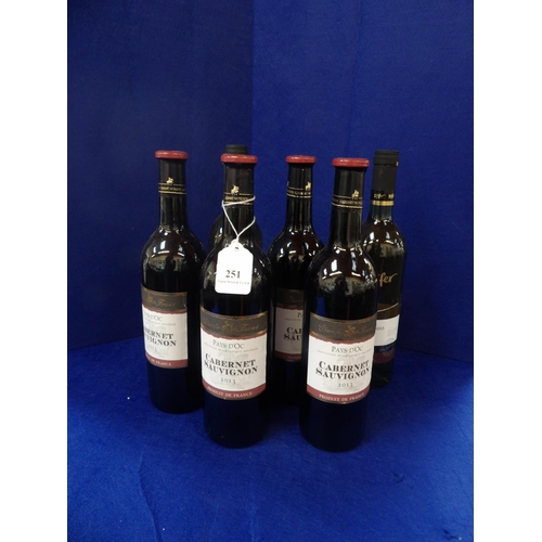 251 - Four bottles of Cabernet Sauvignon together with two bottles of Pinot Grigio