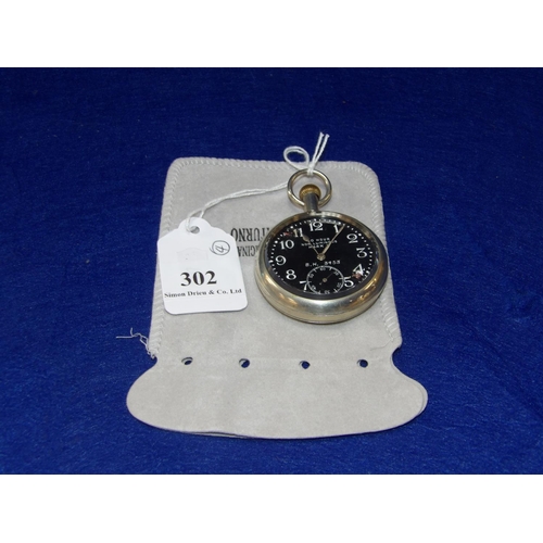 302 - A rare Omega military 30 hour mark V black dial pilot's pocket watch with military markings