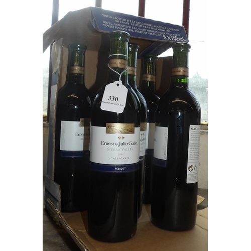 330 - Six bottles of Ernest & Julio Gallo Merlot