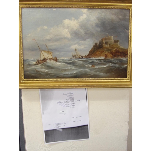 155 - Shipping Off Mont Orgeuil, Jersey by George Chambers Senior (1803-1840) oil on canvas, 13