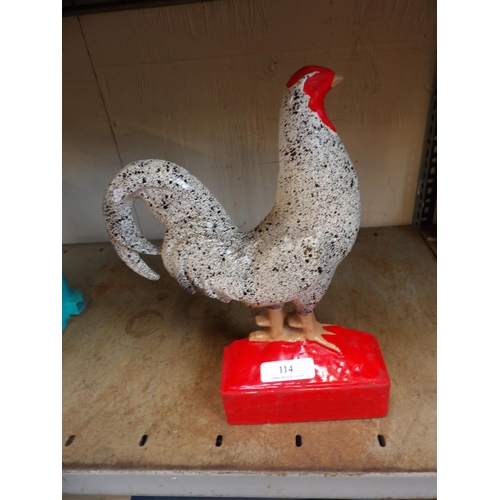 114 - A cast iron door stop modelled in the form of a cockerel