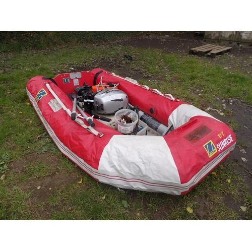 23 - A Zodiac 310 inflatable dinghy complete with Mariner 4 stroke 9.9hp outboard engine and various acce... 