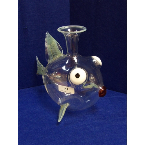 153 - An art glass carafe modelled in the form of a Puffa Fish