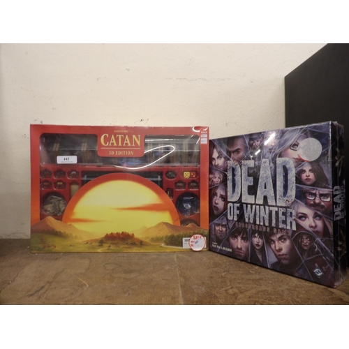 443 - A Catan 3D edition game together with a Dead of Winter Crossroads game (both factory sealed)