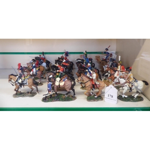 178 - A collection of Del Prado metallic military figures on horseback