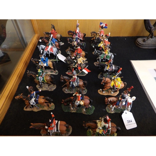 204 - A selection of Del Prado metallic military horse mounted figures