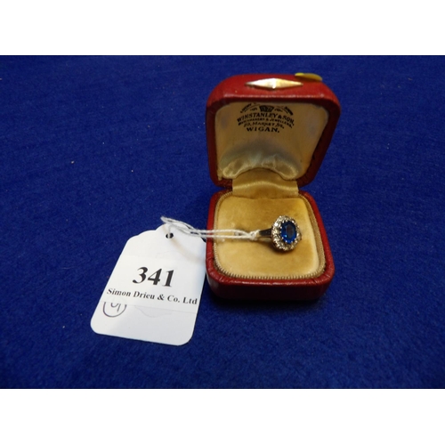 341 - An Edwardian 9 carat gold blue and white gemset ring