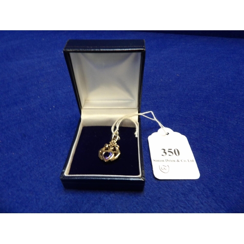 350 - A Tanzanite lovers heart pendant set in 9 carat gold