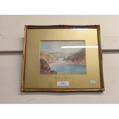 373 - Bay and valley, Guernsey a gilt framed picture