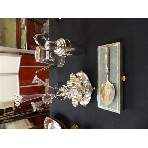 405 - An accumulation of old plated ware together with a four branch epergne