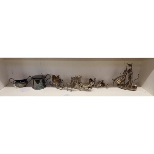 507 - A selection of silver and other models, a mustard pot and a salt