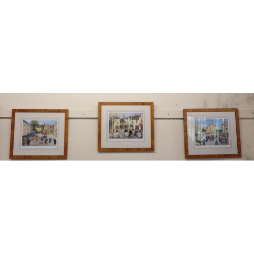 519 - A set of three signed limited edition Loxton prints mounted within maple frames