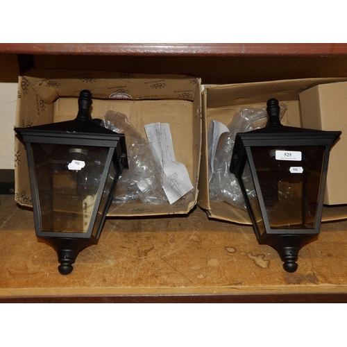 525 - A pair of exterior electrified wall lanterns - new