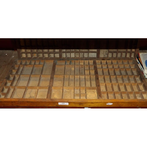 529 - Two vintage typesetting trays