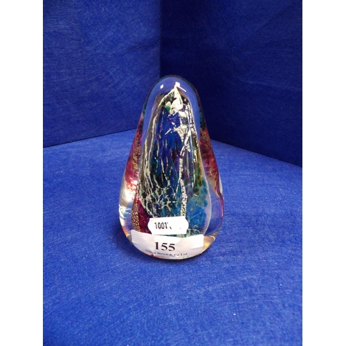 155 - A Tim Lazer art glass paper weight signed and dated 1993