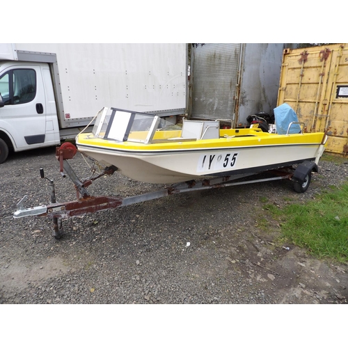 15 - A Piranha 16' Dory JY855 with Tohatso 20hp four stroke outboard engine and trailer