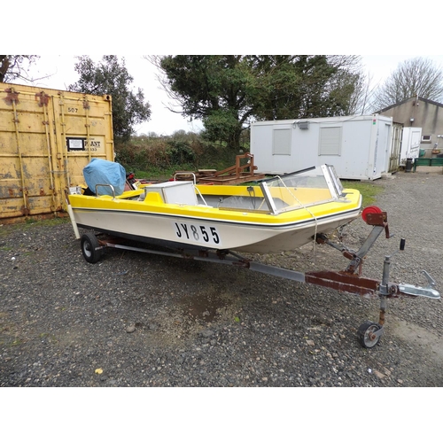 15 - A Piranha 16' Dory JY855 with Tohatso 20hp four stroke outboard engine and trailer