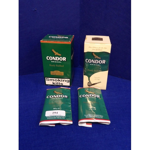 294 - Two boxes of Condor Original Ready Rubbed pipe tobacco (five pouches of 50gm) together with two simi... 