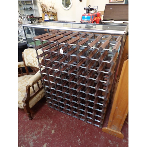 297 - Two metallic and wooden wine racks