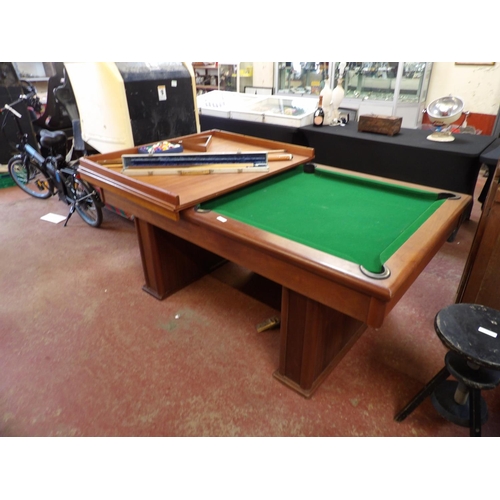 311 - A mid century twin pedestal pool table with dining table top emanating from the Brighton & Hove Albi... 