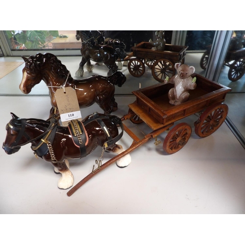 110 - A Beswick model of a Shire Horse, a Beswick model of a Koala Bear and a ceramic model of a cart hors... 