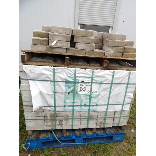 21 - A pallet of Plaza Salt 200 x 150 x 60 brick pavers - new together with an additional smaller pallet