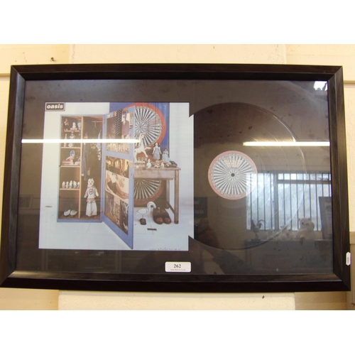 262 - A framed Oasis record together with a Peter Blake image