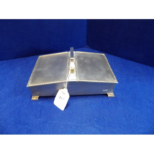 457 - A silver double sided presentation cigarette box with engine turned decoration with internal engrave... 