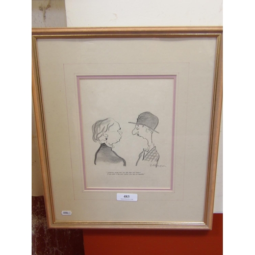 483 - Edmund Blampied, a framed humorous lithograph 