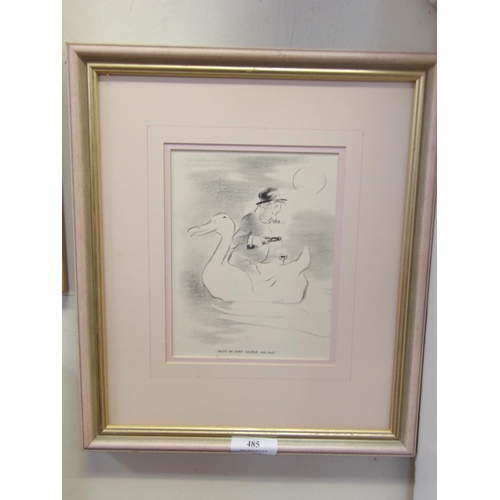 485 - Edmund Blampied, a framed humorous lithograph 