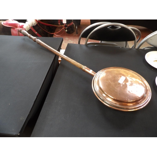 354 - A vintage copper bed warming pan