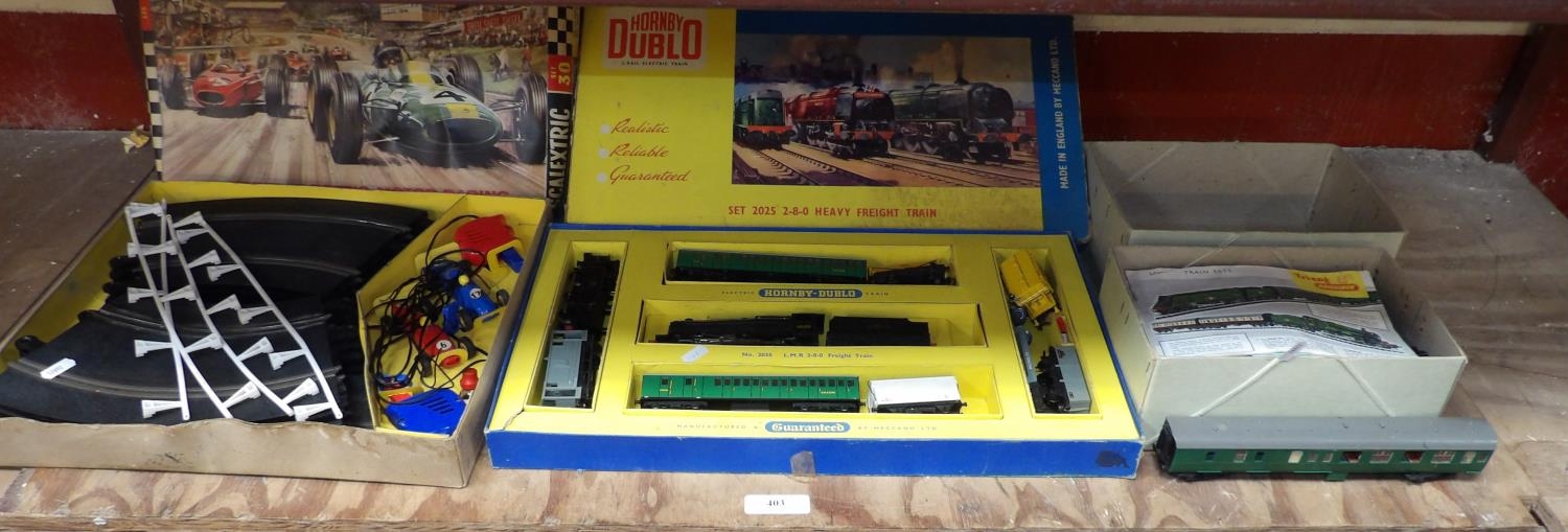 A mid century Scalextric set no. 30 together with a mid century Hornby ...