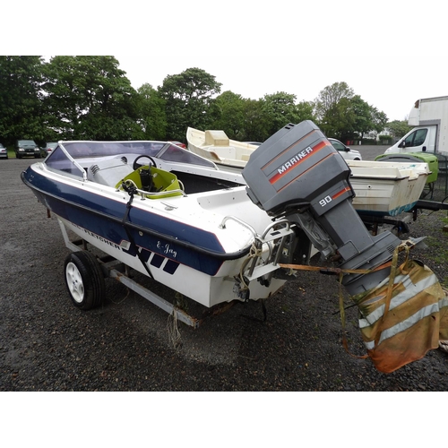 16 - JY1398 - Fletcher blue/white - Deep-V sports/speedboat fitted with a Mariner 90hp engine.
Length 4.6... 