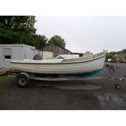 17 - JY1247 - Orkney sports/speedboat Hull & trailer only (no engine fitted)