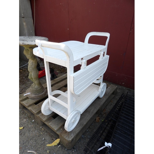 105 - A white PVC poolside trolley