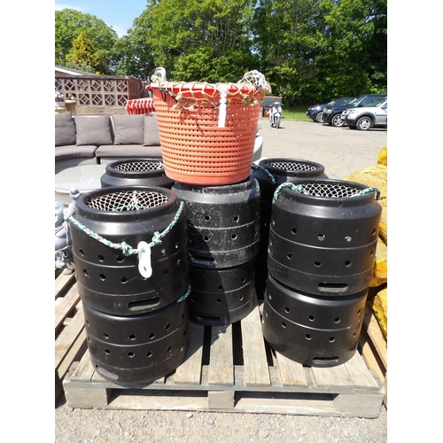 52 - Ten whelk pots and associated equipment