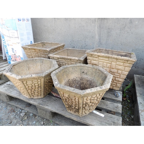 99 - A set of five reconstituted stone planters in the Cotswold style