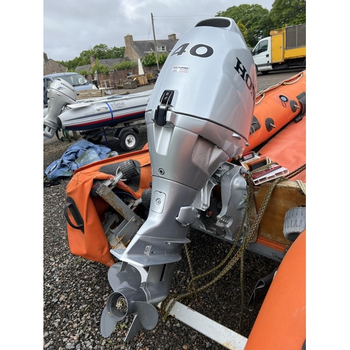 20 - An Avon 5 metre rigid inflatable JY568 with trailer and Honda 40hp outboard engine (engine new 2023 ... 