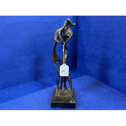 293 - An abstract bronze of a couple signed Burn