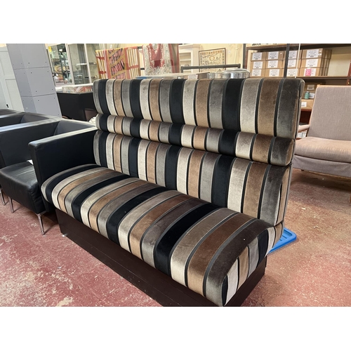 314 - A bench seat upholstered in striped design fabric