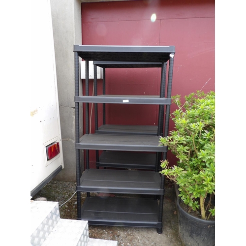 99 - Two PVC five tier shelf units