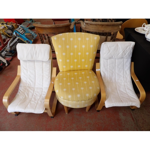 415 - A pair of children's bentwood open armchairs together with a bedroom chair