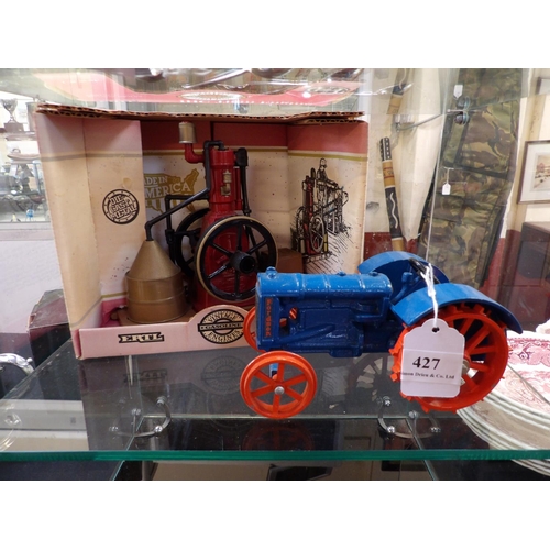 427 - A 1/8th scale model of an IHC Titan stationary engine together with a diecast model of a Fordson tra... 