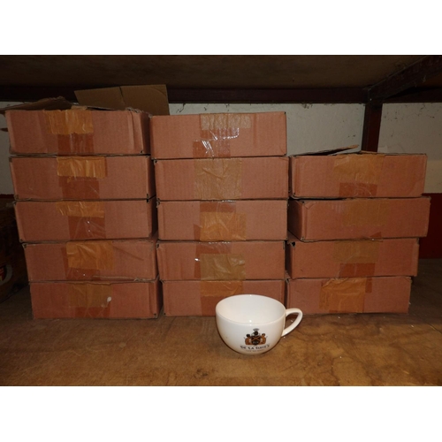 518 - Fourteen boxes of Connoisseur bone china coffee cups inscribed De la Haye's cafe tea room