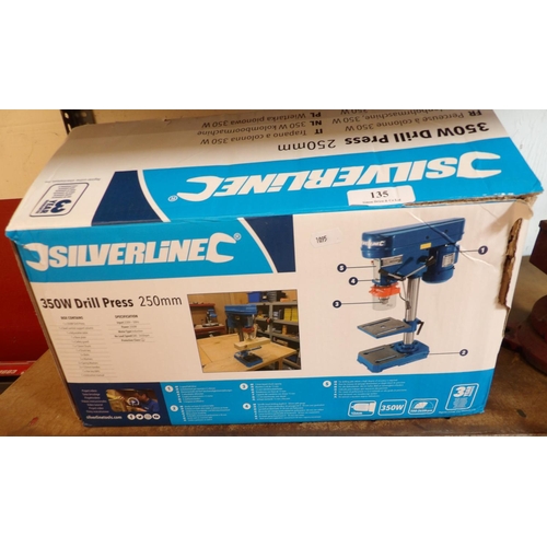 135 - A Silverline bench mounted pillar drill - new and boxed