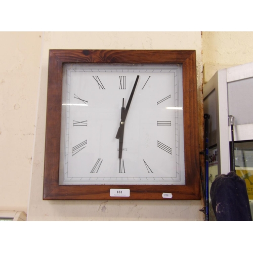 181 - A quartz wall clock of square form